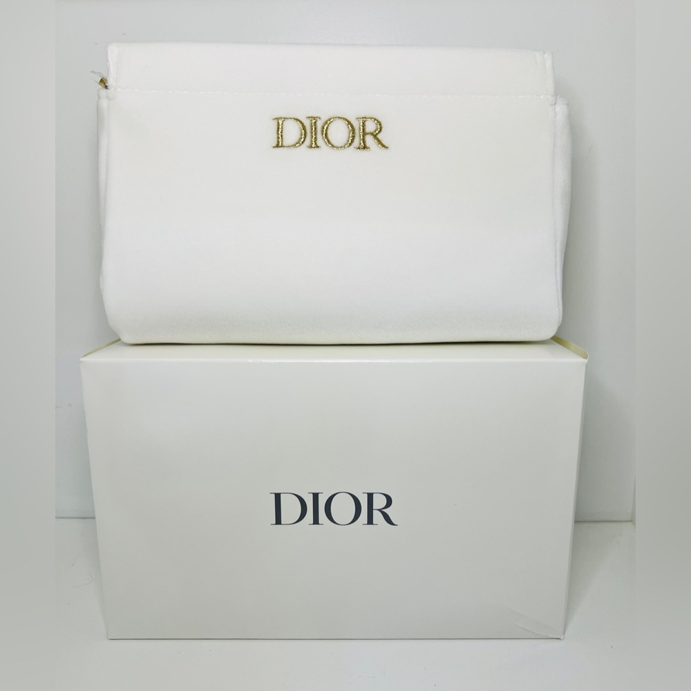 Dior Velvet White Makeup Trousse Cosmetic Case Pouch New In Box